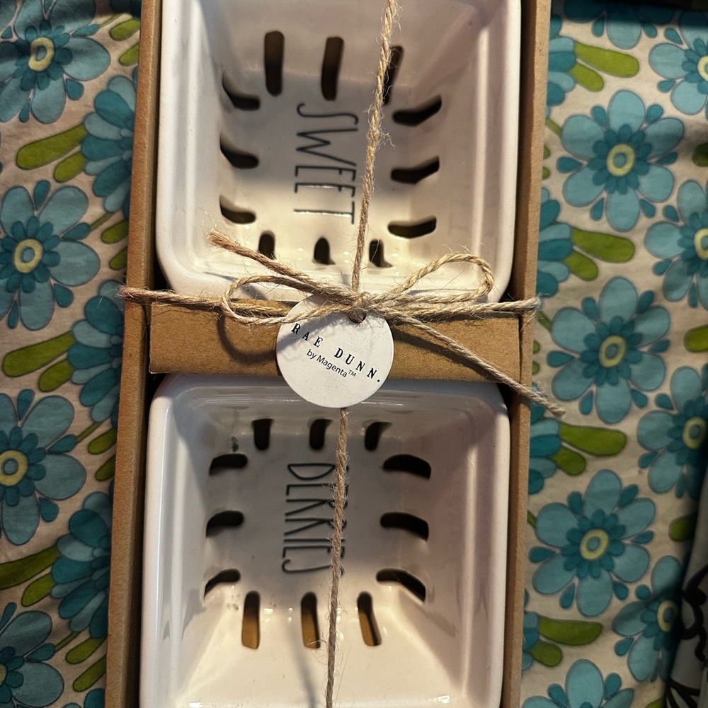 Rae Dunn White Ceramic Soap Dish Duo - SWEET & DAINTY